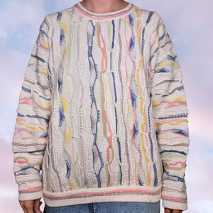 Emaroo Australia Cotton Light Pastel Pink White Coogie Style Sweater Crewneck L